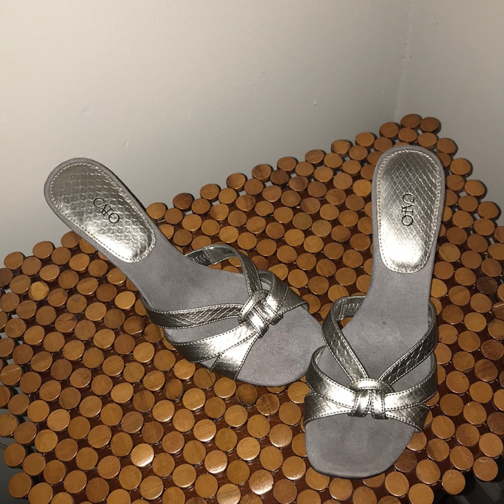 Cato Size 10 Heeled Pewter Sandal